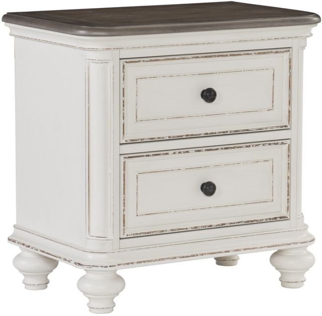 Homelegance® Baylesford Antique White/Brown-Gray Nightstand-0
