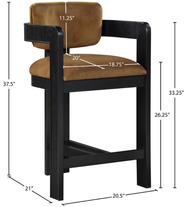 Meridian Furniture Sacha Saddle Upholstered Counter Stool-2