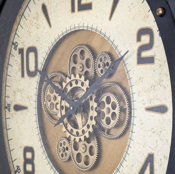 YHD Black/Gold Venetian Round Gear Clock-4