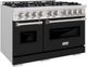 ZLINE Classic Series 48" Stainless Steel Pro Style Dual Fuel Range with Black Matte Door-2