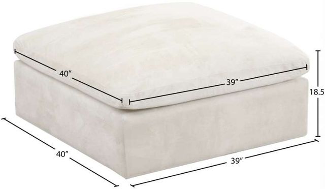 Meridian Furniture Cozy Cream Velvet Ottoman-2