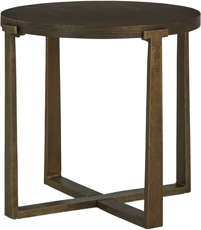 Signature Design by Ashley® Balintmore Brown Round End Table with Antique Gold Gase-0