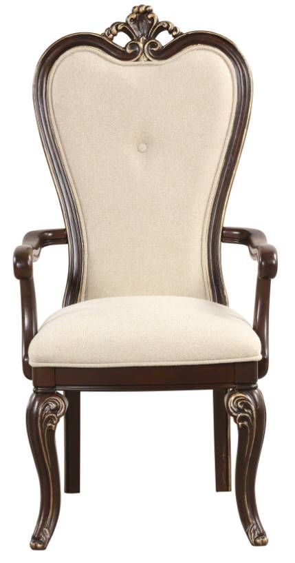 New Classic® Home Furnishings Montecito Beige/Cherry Dining Arm Chair-1