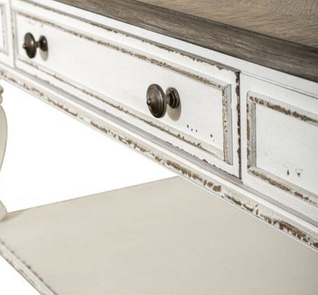 Liberty Furniture Magnolia Manor Antique White Oversized Square Cocktail Table with Weathered Bark Top-5