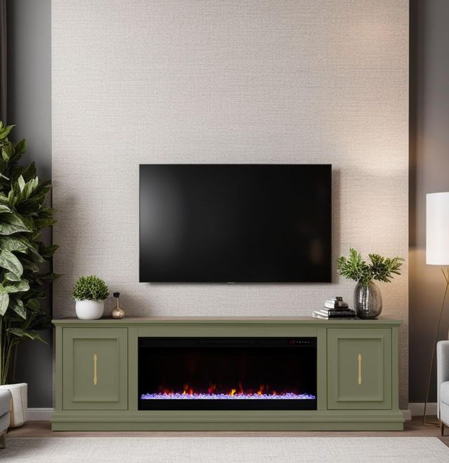Legends Home Jordan Sagebrush Green 82" Fireplace Console-1