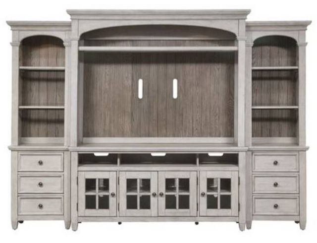 Liberty Furniture Heartland Antique White Entertainment Center with Piers