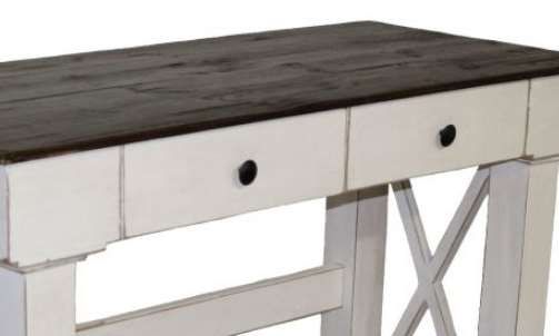 Million Dollar Rustic Brace Beige/Dark Brown Writing Desk-1