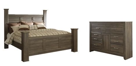 Signature Design by Ashley® Juararo 2-Piece Dark Brown King Poster Bed Set-0