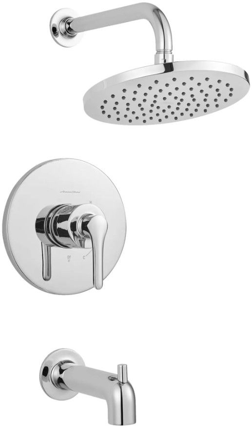 American Standard Studio® S Polished Chrome Tub and Shower Trim Kit with Rain Showerhead, Double Ceramic Pressure Balance Cartridge with Lever Handle-0