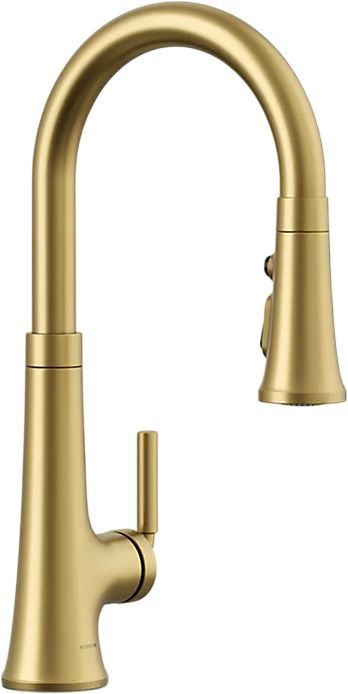 KOHLER® Tone® Vibrant Brushed Moderne Brass Kitchen Sink Faucet with 3-Function Sprayhead-0