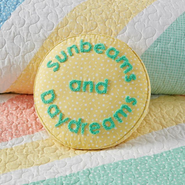 Olliix by Urban Habitat Kids Rory Rainbow Sunburst Reversible Cotton Yellow Twin Coverlet Set-2