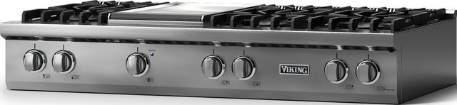 Viking 5 Series 48” Stainless Steel 6-Burner Liquid Propane Rangetop with Polished Chrome Trim-1