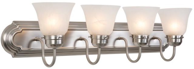 YHD Alabaster/Satin Nickel 4-Light Incandescent Bathroom Vanity Lighting-0
