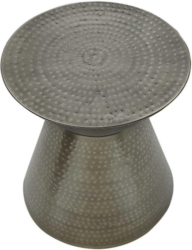 Monarch Specialties Inc. Silver Grey Iron Hourglass Drum Table-1