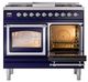 Ilve® Nostalgie II Noblesse 40'' Midnight Blue Pro Style Dual Fuel Range with Chrome Trim-4