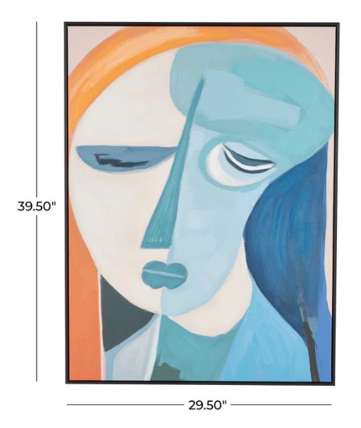 Deco Marche Multi-Colored Woman Impressionist Living Room Framed Wall Art with Brush Paint Strokes and Black Frame-4