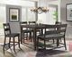 Elements International Mango 6-Piece Dark Brown Rectangular Counter Height Dining Set-1
