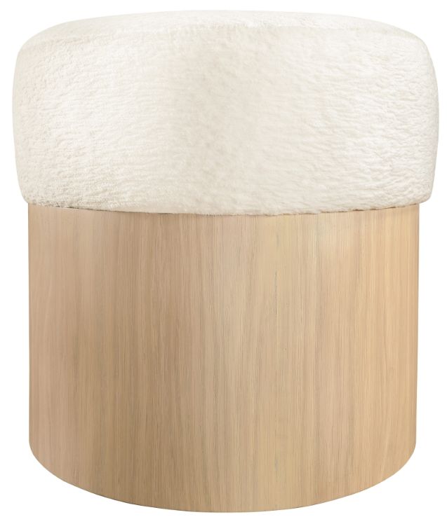 Meridian Furniture Nimes Cream/Natural Velour Fur Ottoman-1