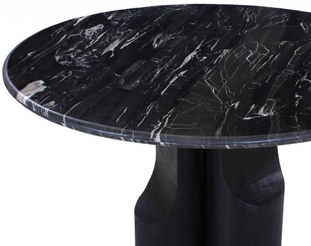 ACME Furniture Kinton Natural Marble Top Round Dining Table with Black Mercana Base-4