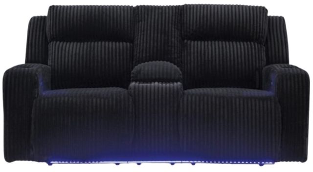 Signature Design by Ashley® TwinBrooke Black Power Reclining Loveseat with Console and Adjustable Headrest-1