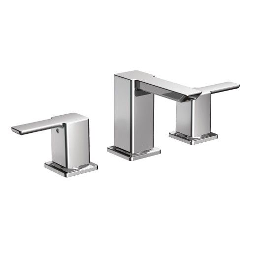 Moen® 90 Degree Chrome Two-Handle Low Arc Bathroom Faucet-0