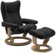 Stressless® by Ekornes® Customizable Wing Large Manual Recliner and Ottoman with Classic Base-0