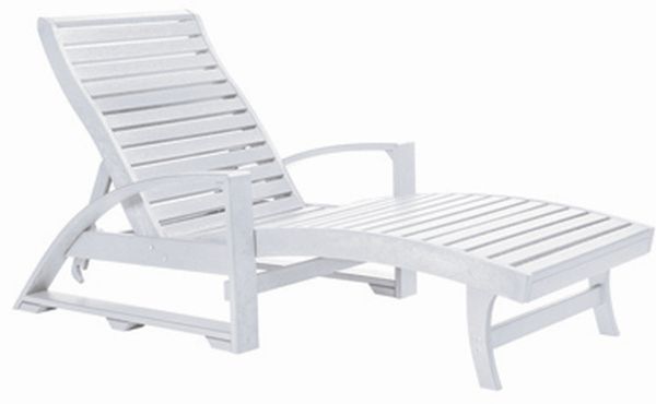 C R Plastic St. Tropez White Chaise Lounge with Hidden Wheels-0