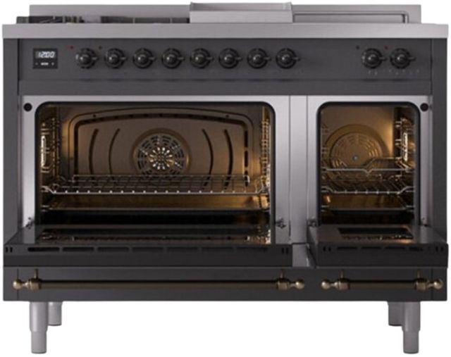Ilve® Nostalgie II Series 48" Graphite Matte Pro Style Dual Fuel Range-1