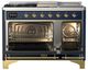 Ilve® Majestic III 48" Midnight Blue Pro Style Dual Fuel Liquid Propane Range with Triple Glass Door and Brass Trim-1