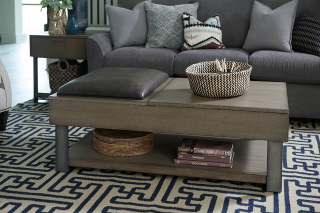 Hammary® Stella Umber Lift Top Storage Coffee Ottoman Table with Gray Frame-1
