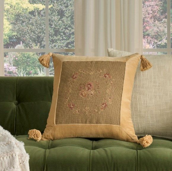 Nourison Home™ Mina Victory Vintage Pillow Olive 18"x18" Throw Pillow-3