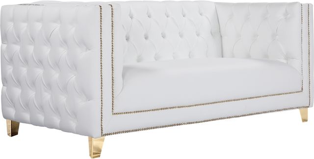 Meridian Furniture Michelle White Faux Leather Loveseat-0