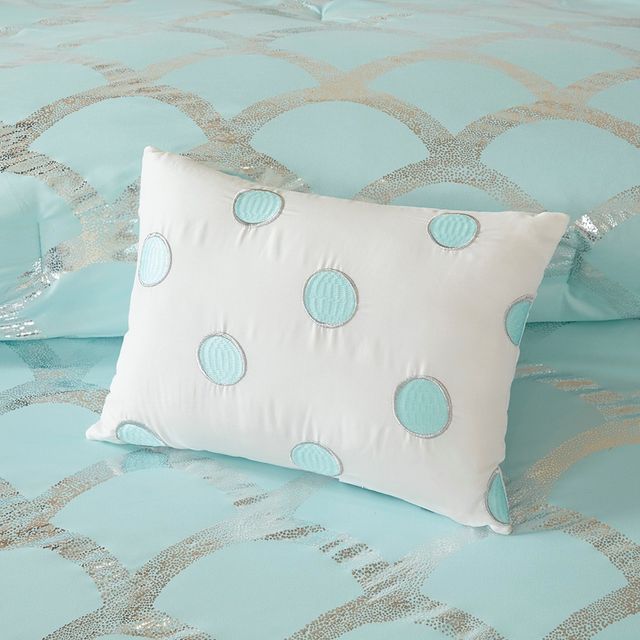 Olliix by Intelligent Design Lorna Aqua Full Comforter and Sheet Set-4