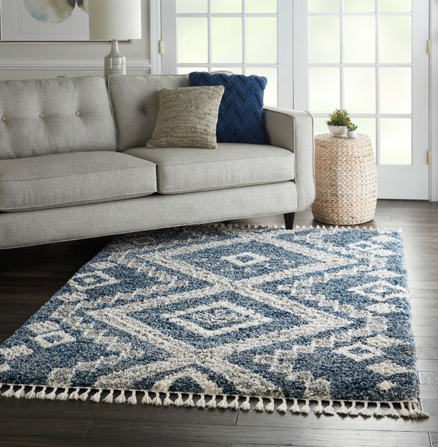 Nourison Home™ Oslo Shag Denim Blue 5'x8' Area Rug-1