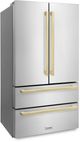ZLINE Autograph Edition 36" 22.5 Cu. Ft. Fingerprint Resistant Stainless Steel Counter Depth French Door Refrigerator with Champagne Bronze Modern Handles-2
