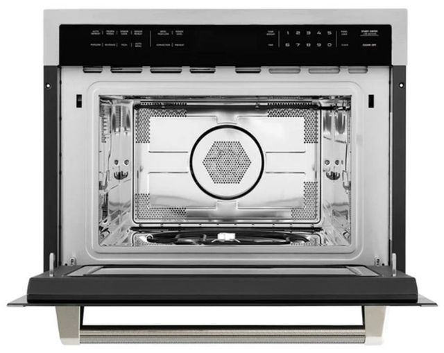 ZLINE Autograph Edition 24" 1.6 Cu. Ft. Stainless Steel Built-in Convection Microwave Oven with Polished Nickel Helix Handle-4
