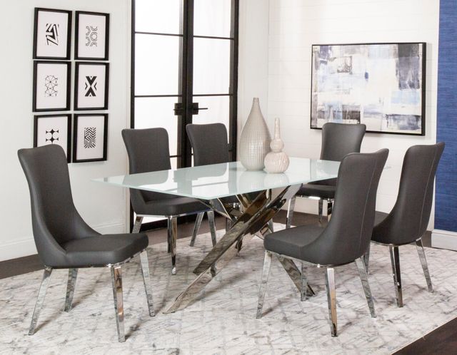 Cramco Aldo Super White Glass Top Dining Table with Chrome Base-1