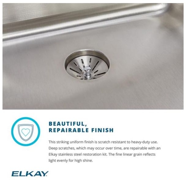 Elkay Lustertone® Classic Lustrous Satin Stainless Steel 25" x 22" x 6" Single Bowl Drop-in Classroom ADA Sink-2