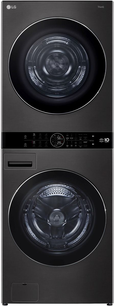 LG 5.0 Cu. Ft. Washer, 7.8 Cu. Ft. Dryer Black Steel Stack Laundry-0
