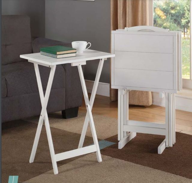 Powell® Fairfield 5-Piece White Tray Table Set-1