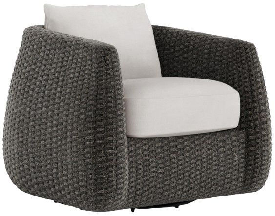 Bernhardt Sarene Bernhardt Exteriors Dark Thatch/White Fabric/Woven Outdoor Swivel Chair-0