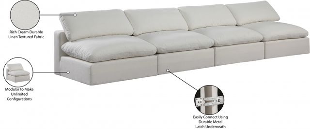 Meridian Furniture Comfy 4-Piece Cream 158" Modular Sectional-4