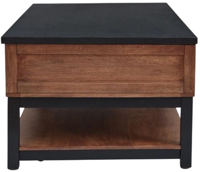 Signature Design by Ashley® Kallari Black Lift Top Cocktail Table with Warm Brown Base-3