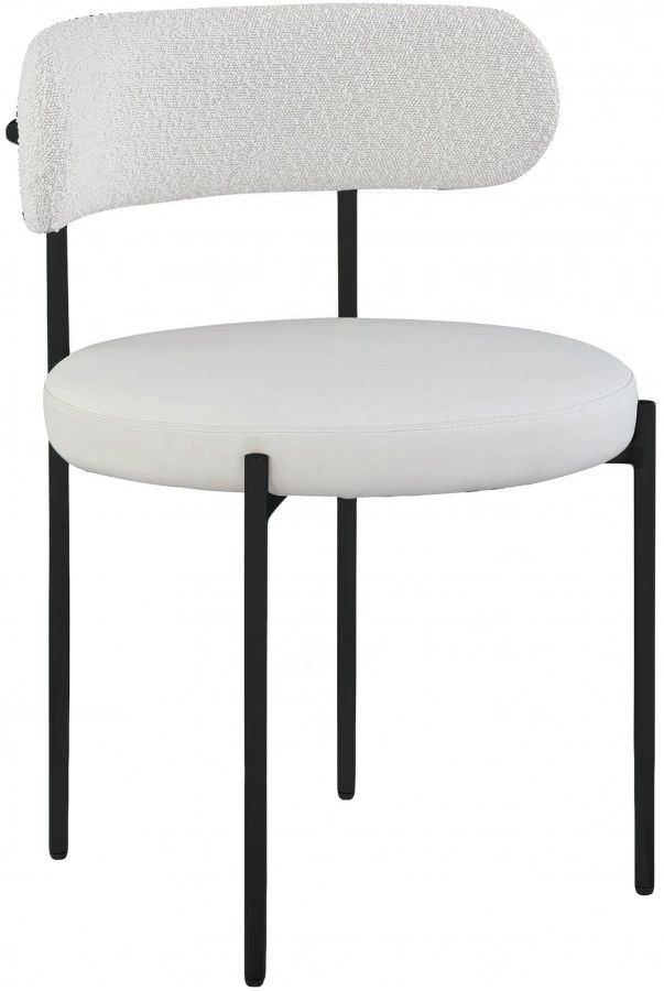 Meridian Furniture Beacon Cream/Black Vegan Leather And Boucle Fabric Upholstered Dining Chair-0