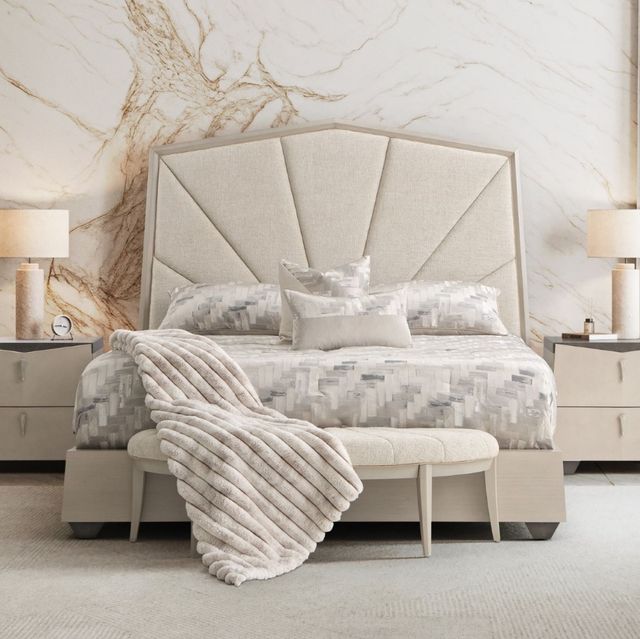 Michael Amini® Fantosini Silver Leaf Eastern King Panel Bed-1