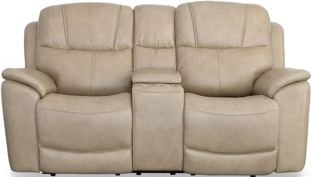Flexsteel® Crew Pebble Power Reclining Loveseat with Console and Power Headrests and Lumbar-1