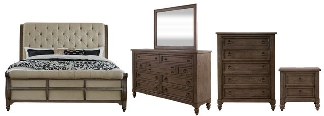 Liberty Furniture Americana Farmhouse 5-Piece Black/Dusty Taupe Queen Sleigh Bedroom Set-0