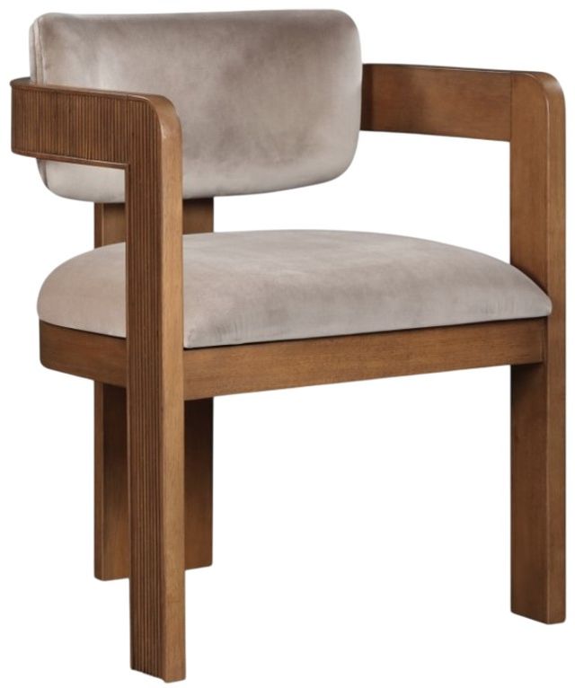 Meridian Furniture Sacha Taupe/Walnut Velvet Dining Chair-0