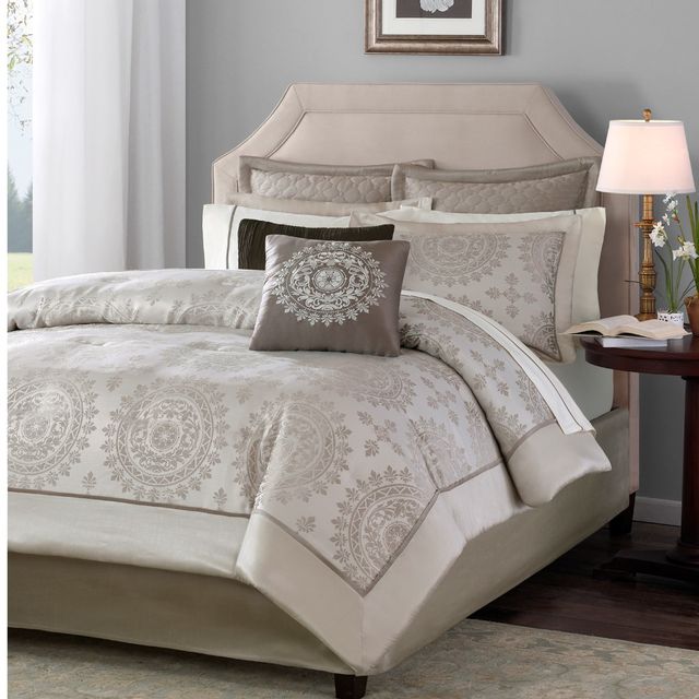 Olliix by Madison Park 12 Piece Tan Queen Tiburon Complete Bed Set-0