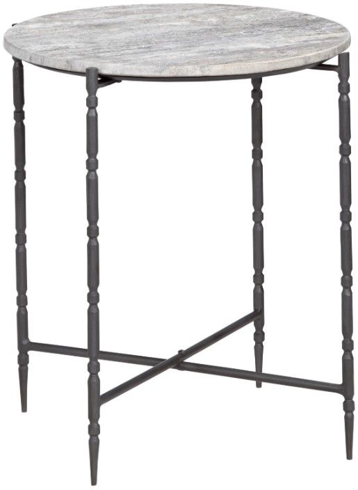 Crestview Collection Cassian Gray End Table with Black Base-0